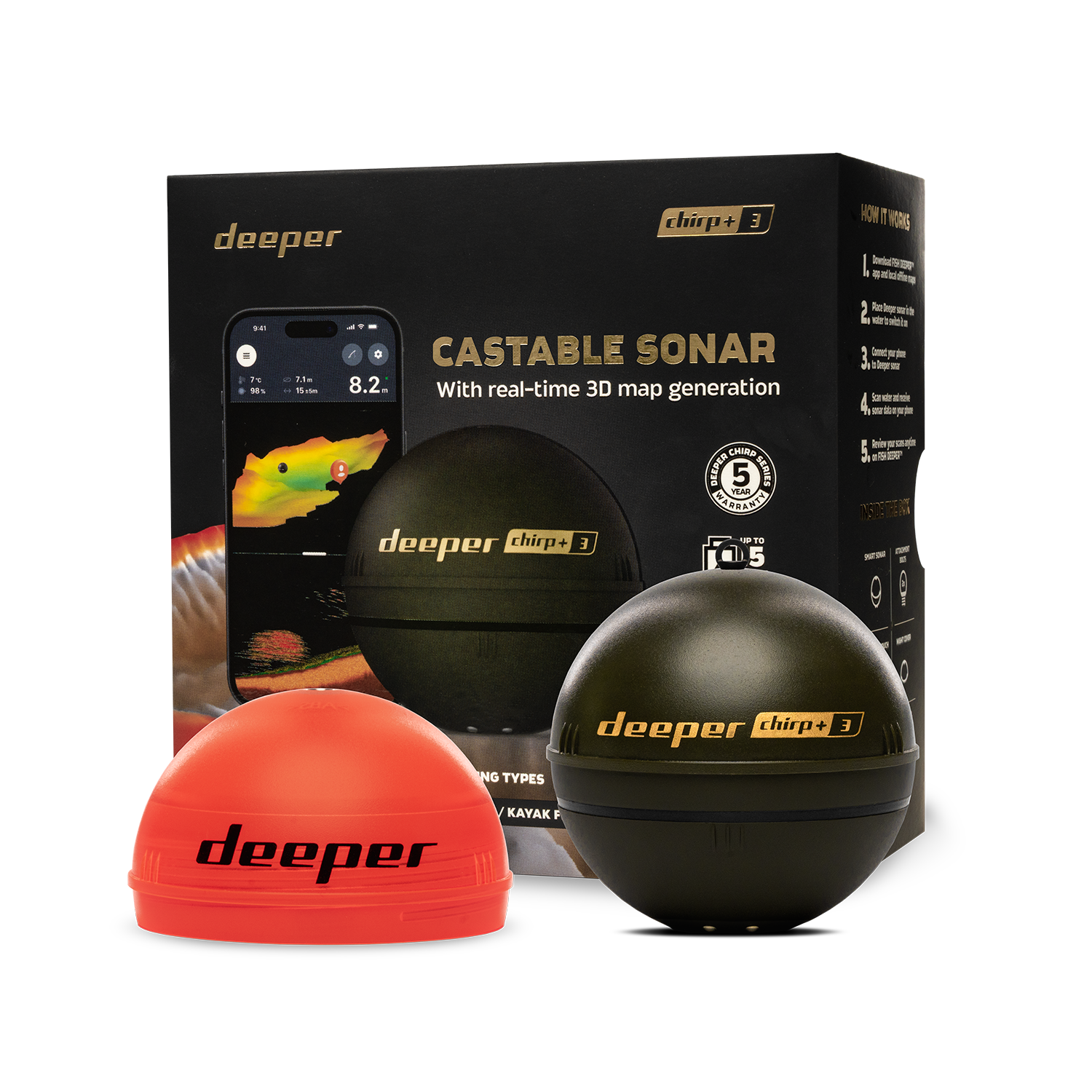 Deeper Smart Sonar Chirp+3 Fis – обзор и цена Fishing Boat Depth Finder